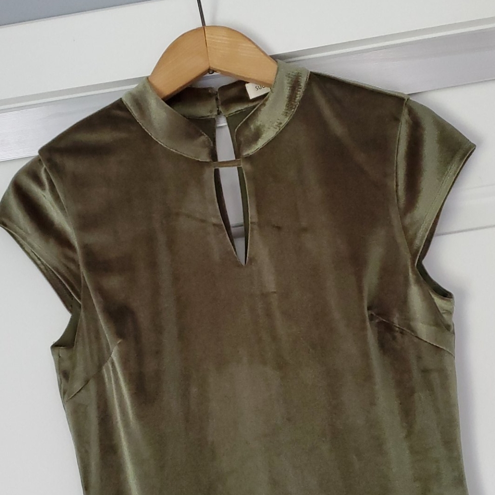 NWT...SugarLips sage green velveteen dress!